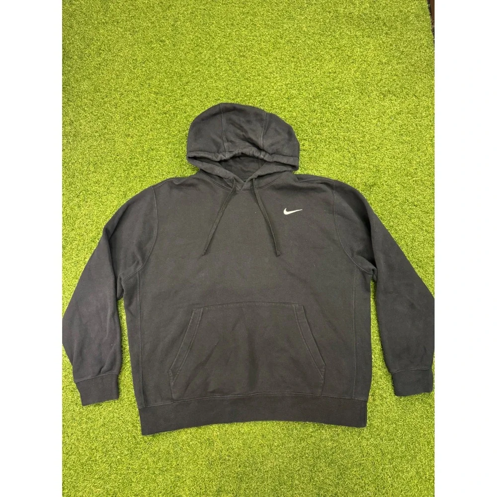 Nike Hoodie Mens XL Black Pullover Swoosh Logo Fleece Sweatshirt CJ1611-010
